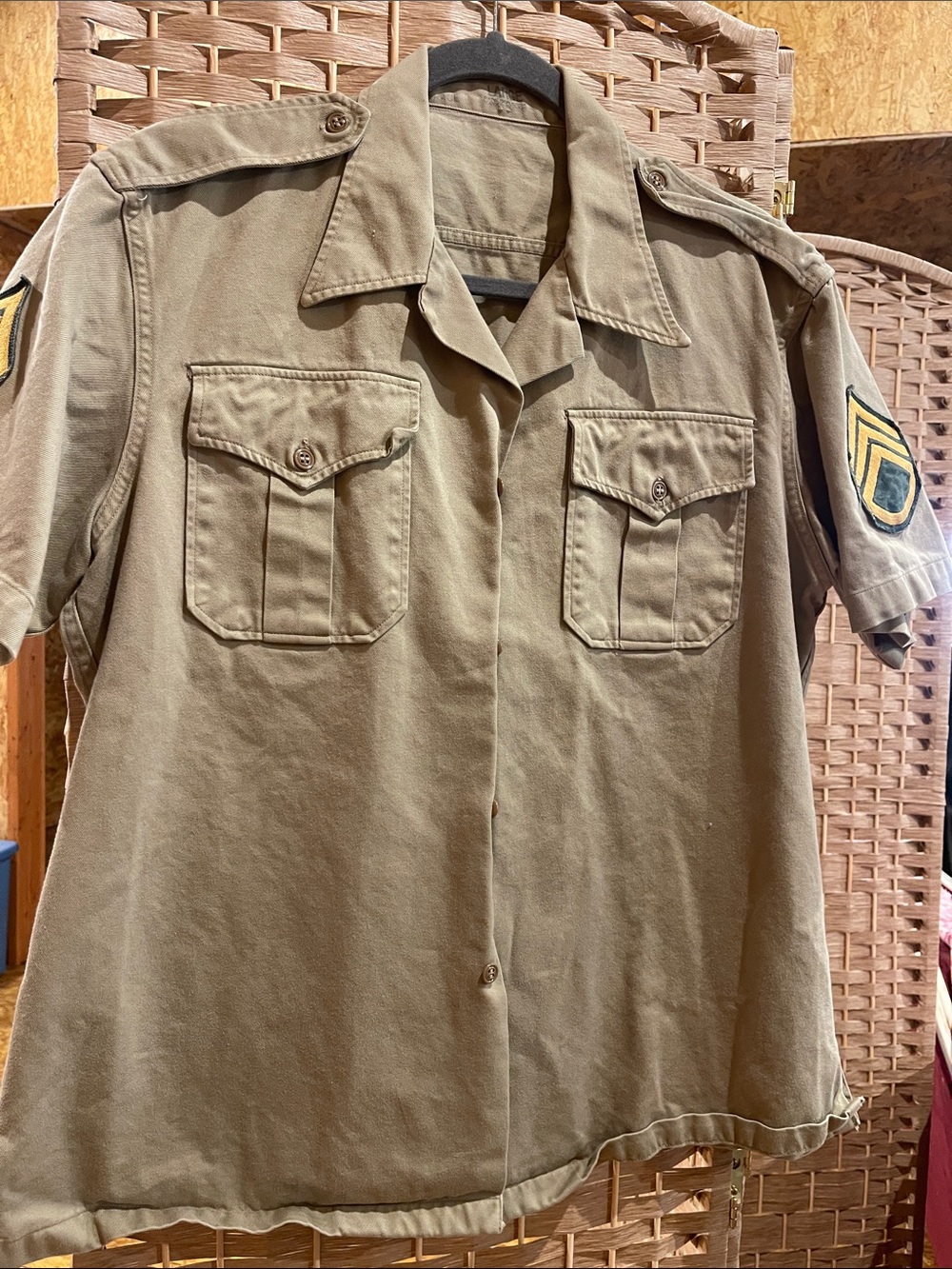 Vintage Military Field Short Sleeve Shirt Jacket in Olive